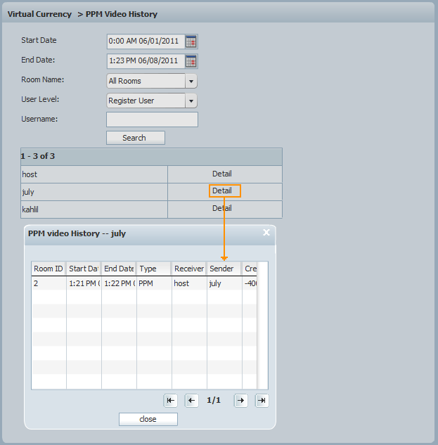 Details of a User‘s PPM Video History of 123 Flash Chat, Chat Software